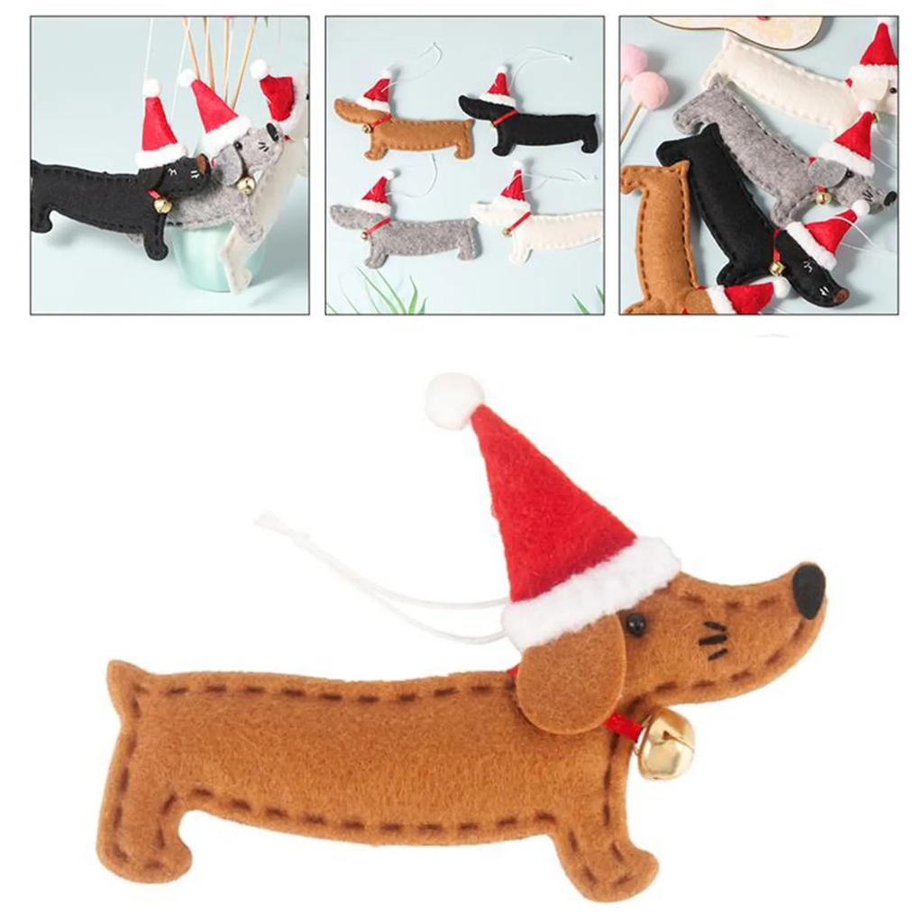 Christmas Ornament Animal Dog Dachshund Shape Xmas Tree Hanging Decoration 2023 New Year Window Pendant Children Gifts