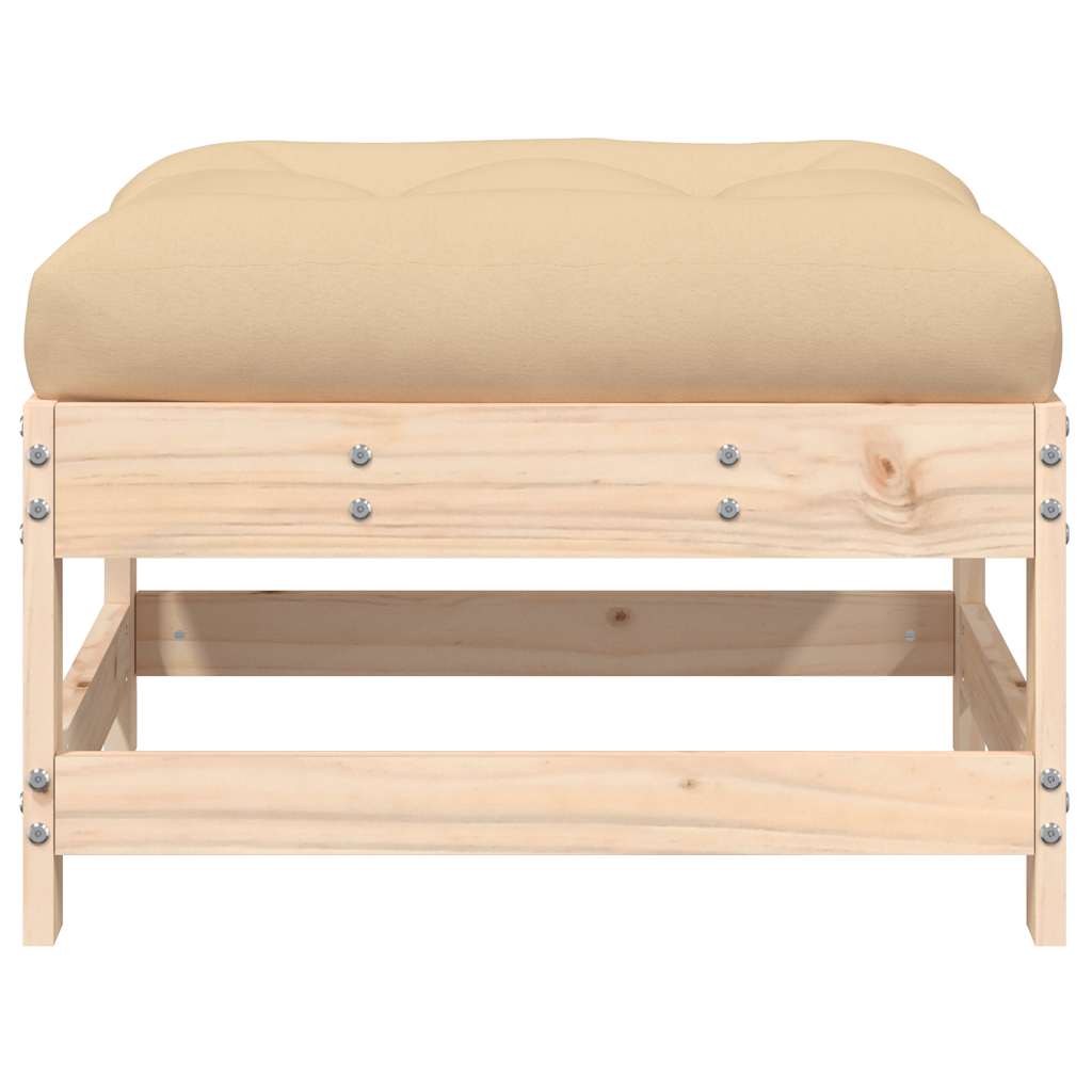 Garden Stool with Cushion Solid Pine Wood