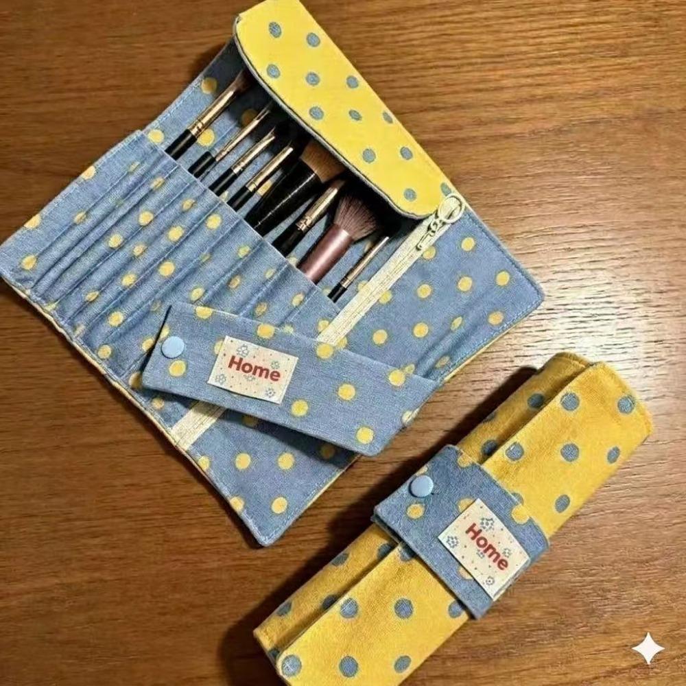 Polka Dot Makeup Storage Bag 10 Slots Makeup Tool Bag Makeup Brush Bag Makeup Brushes,Pens,Etc