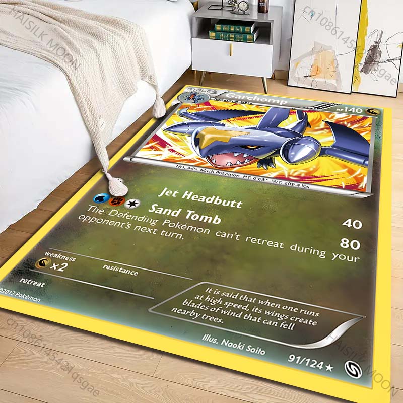 Ковер с принтом карточки Pokémon Garchomp разных размеров для гостиной, спальни, детской комнаты, домашнего декора, ковер для зоны, накидка на диван, прихожая, игровой коврик