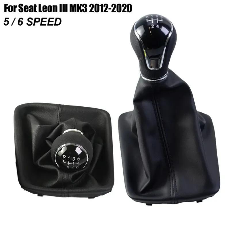 for Seat Leon III MK3 2012-2020 LHD with Shifter Level Stick Gaiter Boot Dust Cover 5/6 Speed Gear Shift Knob New
