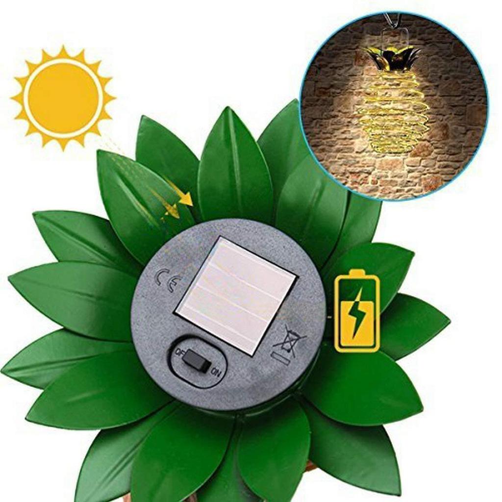 Солнечный ананасовый железный фонарь со светодиодными гирляндами: Уличный водонепроницаемый декоративный подвесной светильник