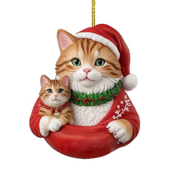 Yousheng Рождественский кулон 2D акриловый кот в рождественской шапке шарм подвеска для автомобиля украшение для создания праздничной атмосферы