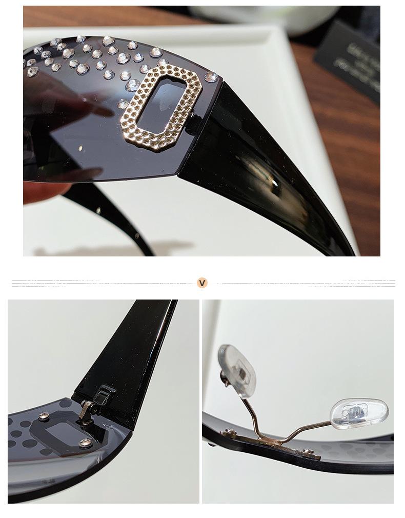 Солнцезащитные очки Y2K с крупной оправой, инкрустированные стразами, для женщин