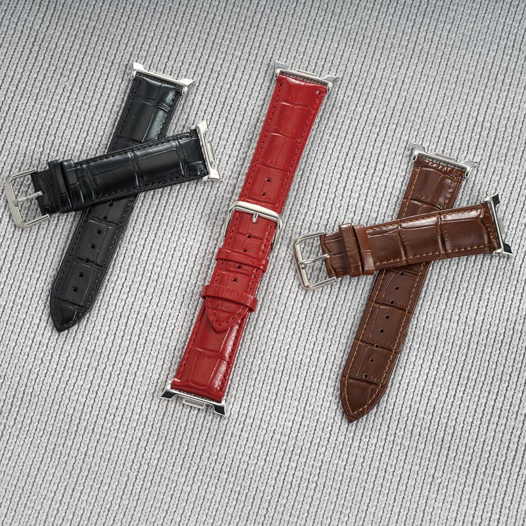 Bamboo Pattern Strap for Samsung galaxy watch 8 40 44mm /8 classic 46mm Leather band for galaxy ultra 2025/7 47mm Bracelet