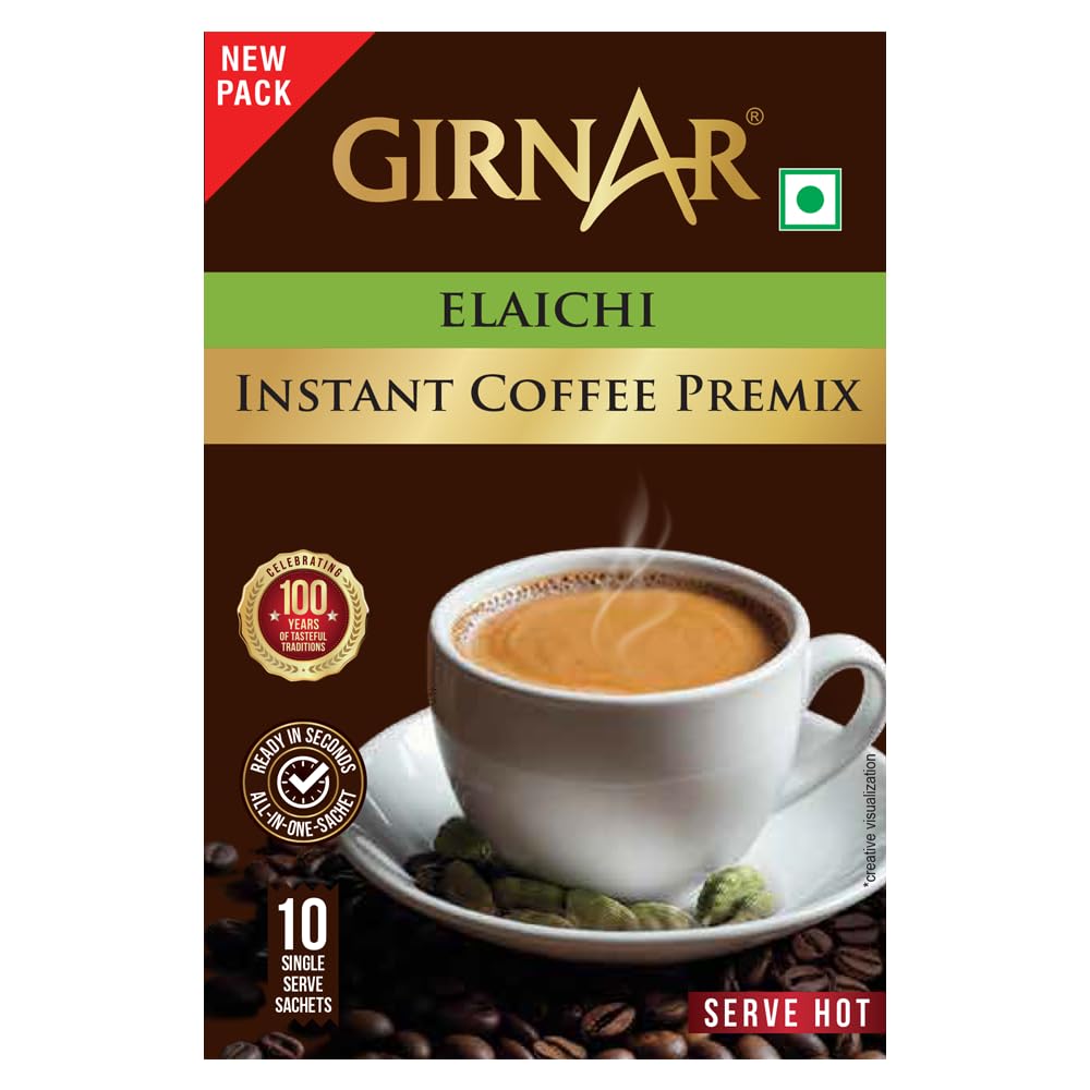 Girnar Кофе Instant Premix с кардамоном 140 г 10 пакетиков Насыщенная ароматная кофейная смесь с кофеином