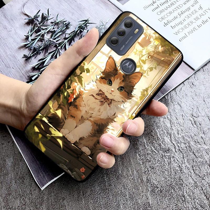 Чехол для телефона с милым котом для Moto G84 G22 G32 G42 G52 G62 G53 G72 G60 G60S G100 G10 G20 G30 G13 G50 G 5G G Pure