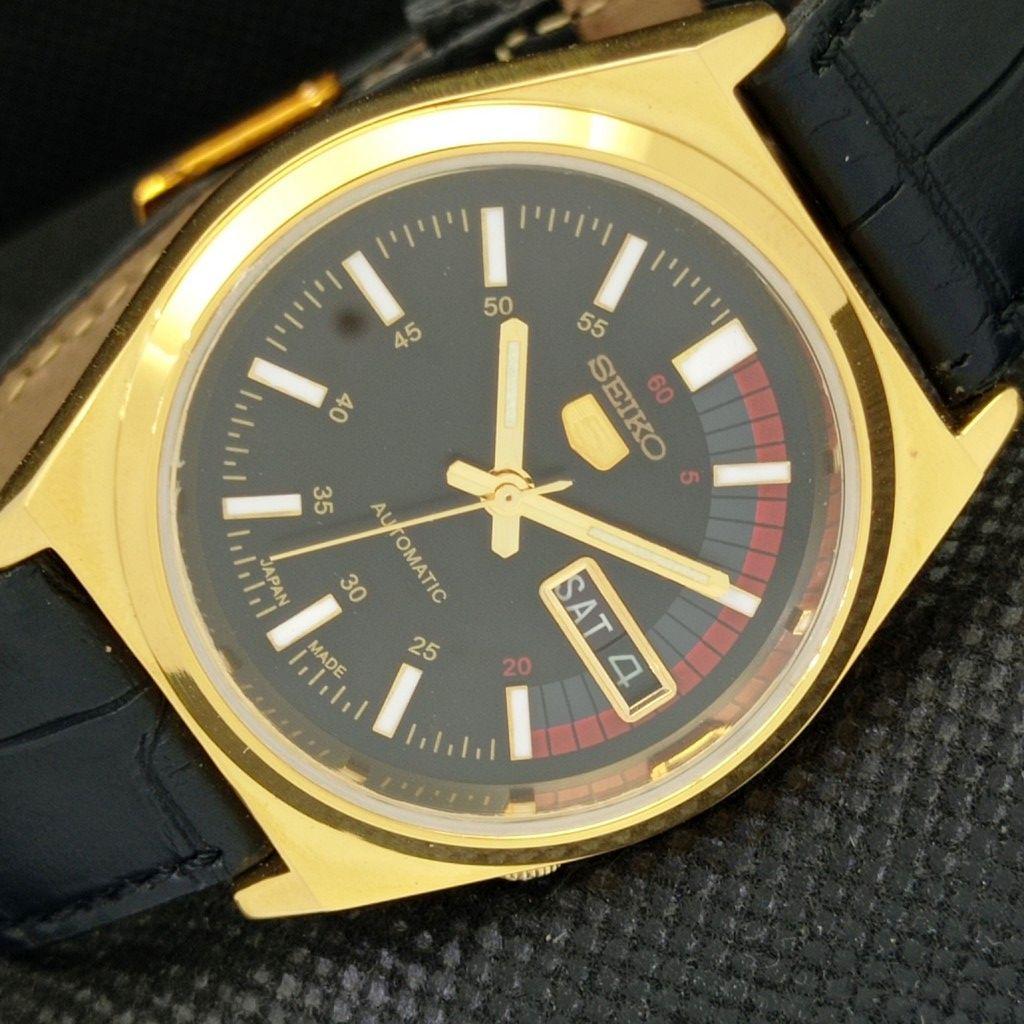 ВОССТАНОВЛЕННЫЕ ВИНТАЖНЫЕ ЧАСЫ SEIKO 5 AUTO 6309A JAPAN MENS DAY/DATE ЧЕРНЫЕ a309511-9