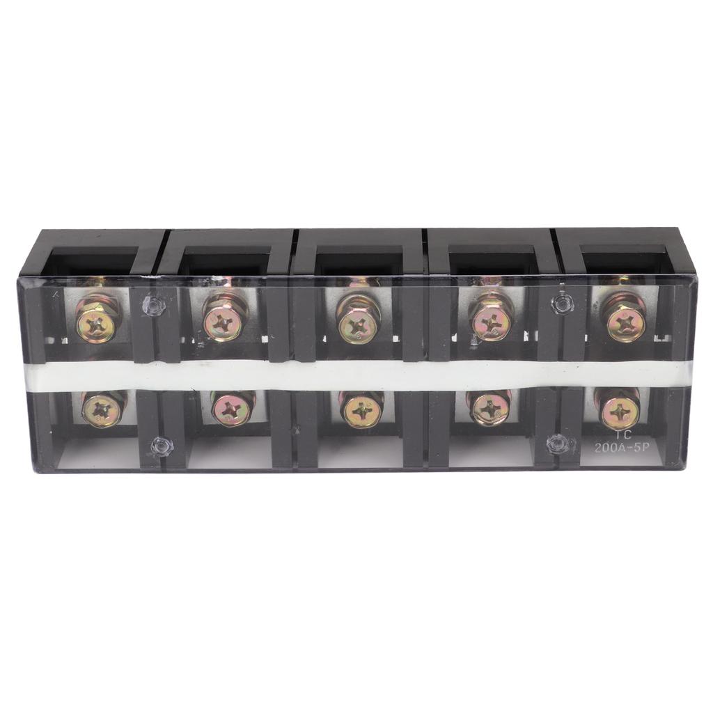 Terminal Strip Dual Row High Current Screw Terminal Block with PC Cover for Lighting Power Distribution 200A 600V 5