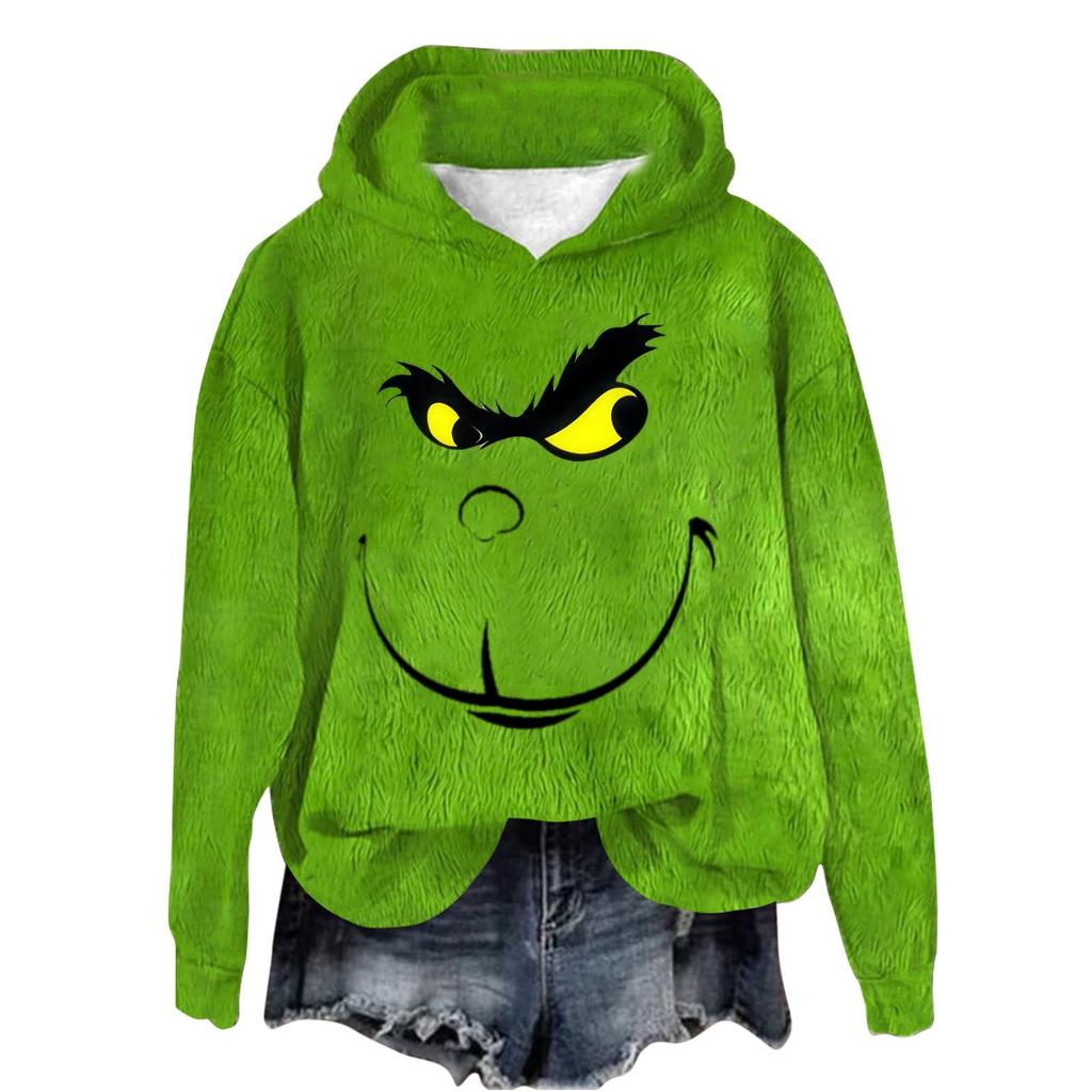 Женская толстовка, спортивная, рождественская, фланелевый пуловер, толстовка с длинным рукавом, повседневная толстовка