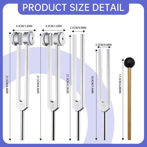 Набор лечебных камертонов Doueh, 128 Гц, 136,1 Гц, 256 Гц, 384 Гц, с активатором в виде шайбы, для чакровой и звуковой терапии