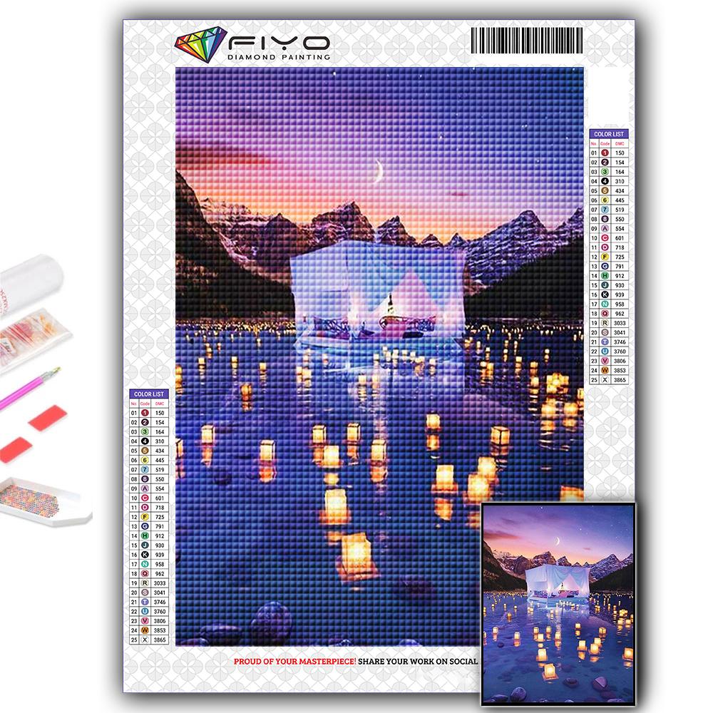 Алмазная вышивка Венеция Пейзаж Огни Ночная сцена 5D DIY Алмазная картина Вышивка крестом Горный хрусталь