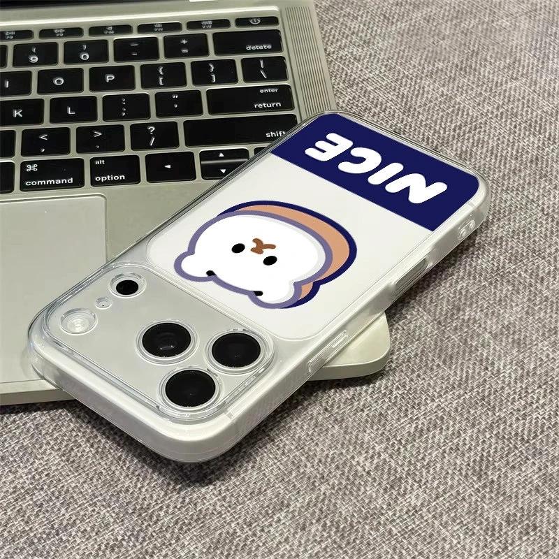 Nice bear for Apple 17Pro large window matte phone case IP16/15/14/13 cute 12 soft 11