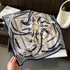 Spring/Summer Chain Graphics Print Neck Scarf Outdoor Decoration Wraps for Women Breathable 70*70cm Imitation Silk Square Scarf
