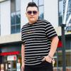Летняя мужская футболка больших размеров с короткими рукавами и круглым вырезом, свободная модная полосатая футболка, топы большого размера