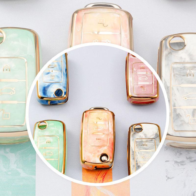 Jade Pattern TPU Car Key Box Cover Protection for Volkswagen Polo Tuhuan Passat B6 B7 Golf 4 5 6 MK6 EOS Jett