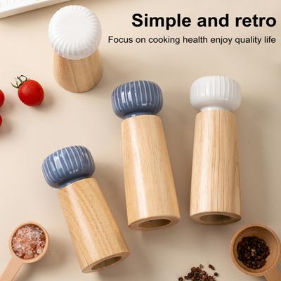 Деревянная мельница для перца, ручная мельница для соли и перца, регулируемая крупнозернистая мельница, многоразовая мельница для соли и перца с керамической крышкой