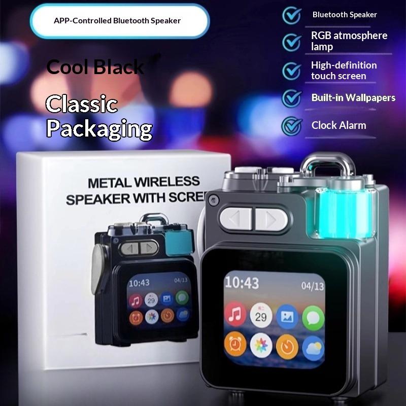 Powerful Bluetooth Speaker Bass Wireless Outdoor Speakers LED Display Screen with RGB Desktop Subwoofer for Party/Beach/Camping