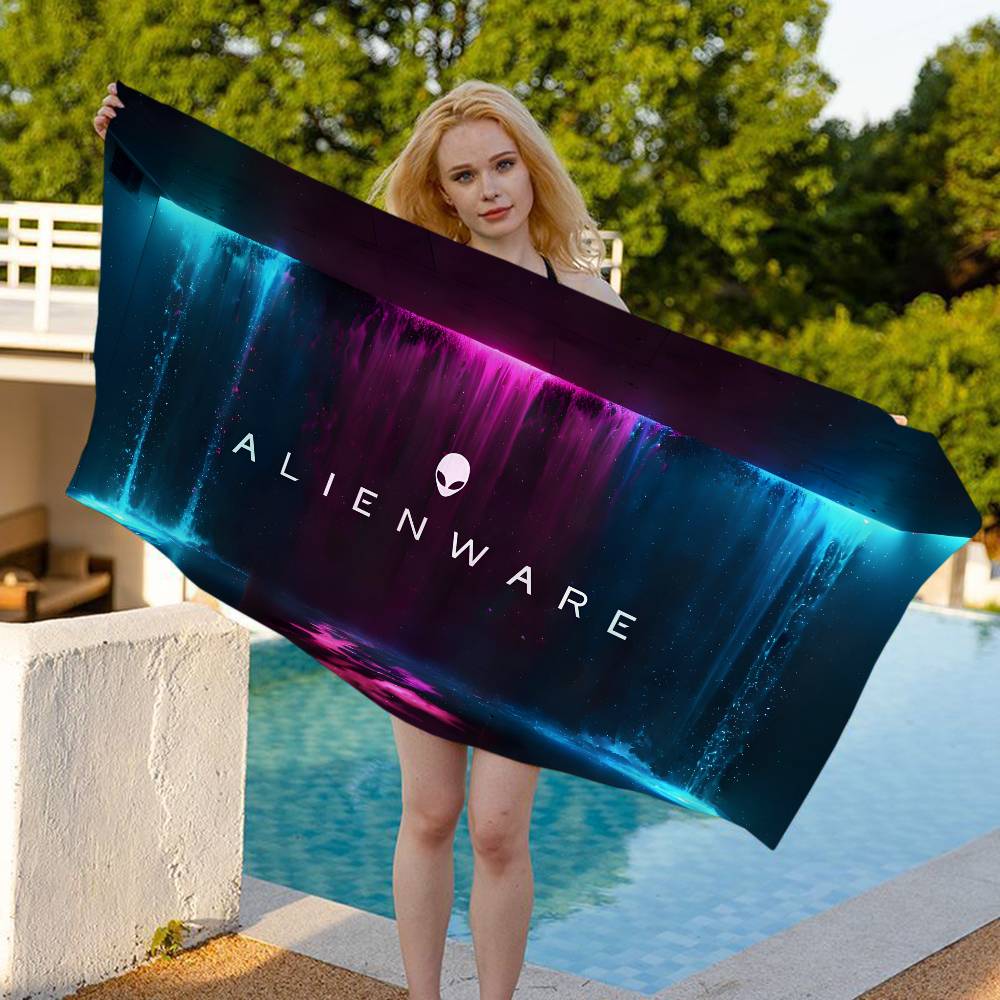 Dell Alienware A-Animation Микрофибровое одеяло для ПК-гейминга Быстросохнущие пляжные полотенца Печать Супервпитывающее полотенце-одеяло для бассейна