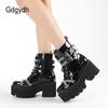 Women Shoes Boots Black Dark Cool Thick Bottom Platform Harajuku Shoes With Metal Chain Gothic Punk Girls Shoes Footwear