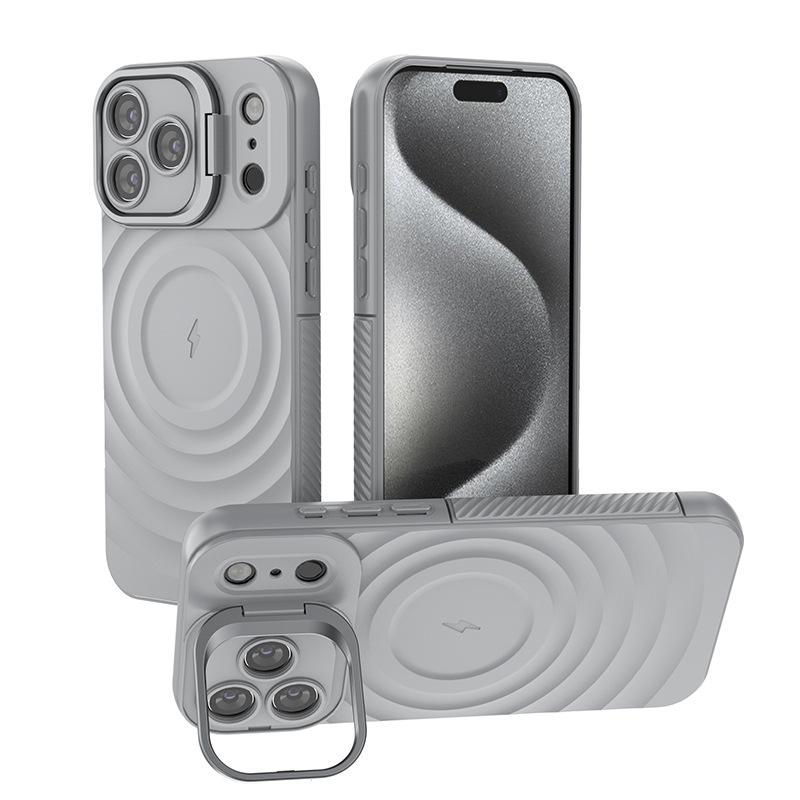 Для iPhone 17 Pro Max Чехол Air Текстурный Волнообразный Рисунок Магнитный Magsafe Беспроводная Зарядка Защита Линзы Подставка Мягкий ТПУ Чехол