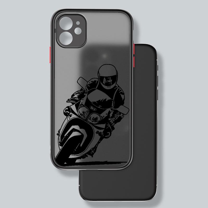 Motorcycle Junior Cool Girl Frosted Translucent For Apple iPhone 16 15 14 13 12 11 XS XR X Pro Max Plus Mini TPU Phone Case