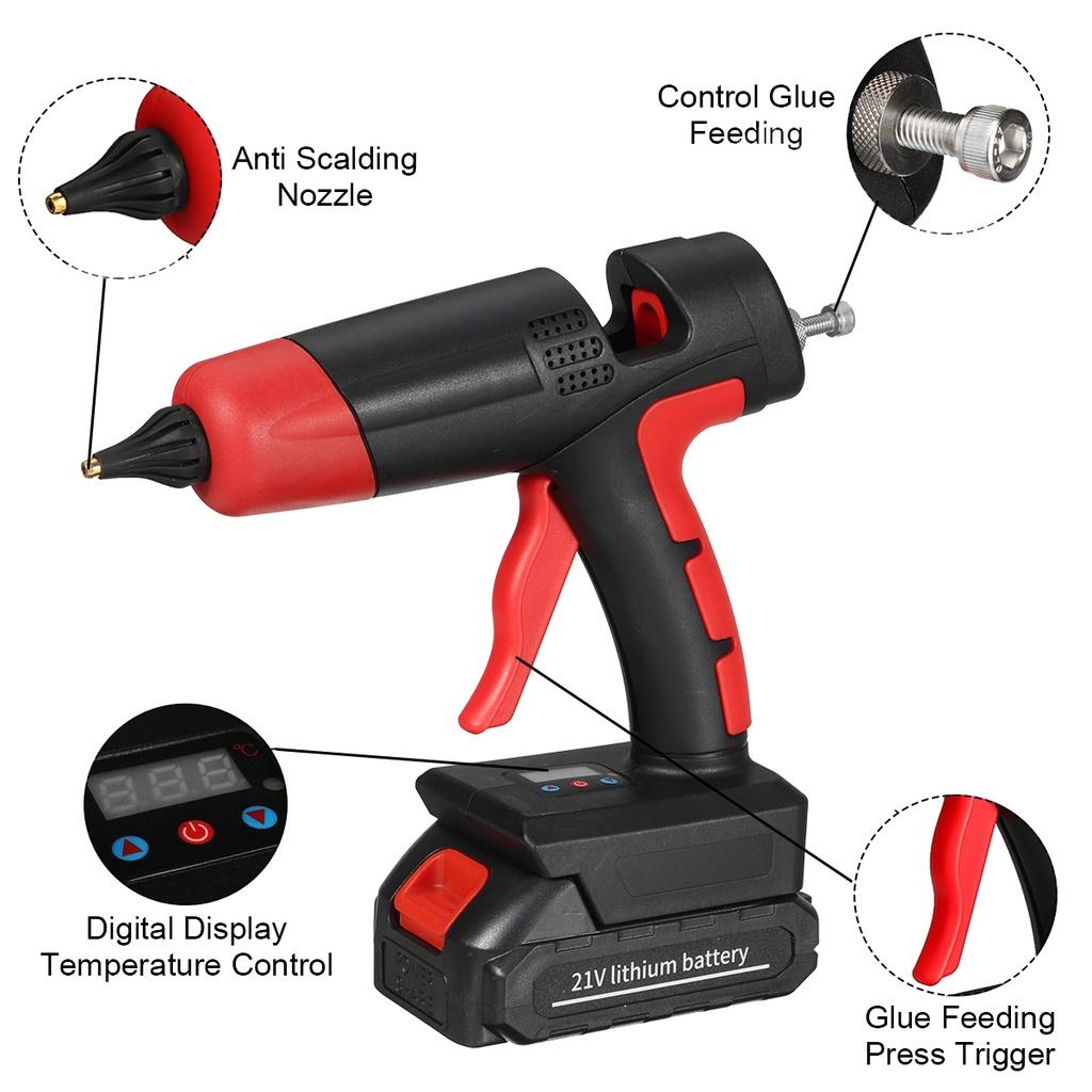 21V 1000W Cordless Electric Hot Melt Glue Guns Welding Hot Air Guns Plastic Temperature Adjustable Anti-scald Nozzle for Lithium Battery