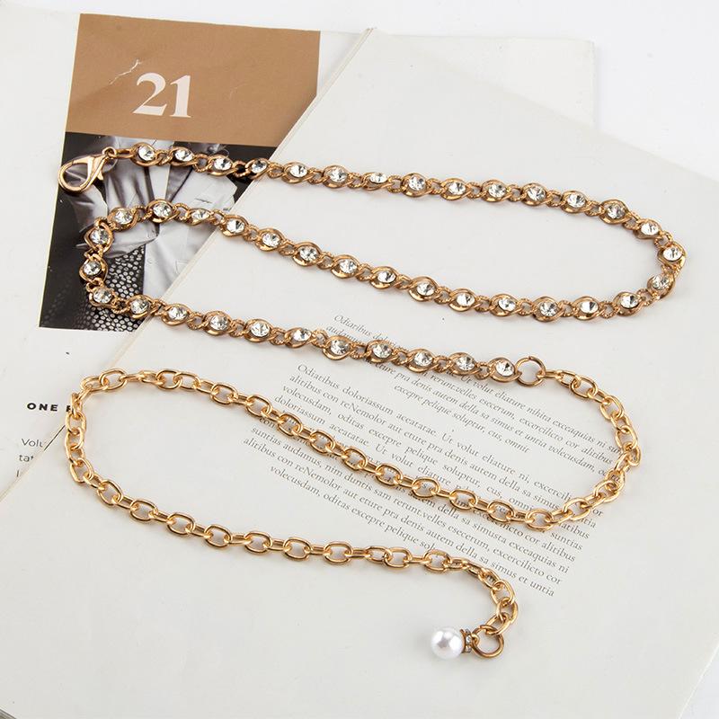 Metal Rhinestone Inlaid Waist Chain Women's Decoration Versatile Skirt Light Luxury Body Chain Women's Belt European and American