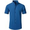European and American Style Men's Summer Top Solid Turn Down Collar T-shirt Short Sleeve Menswear