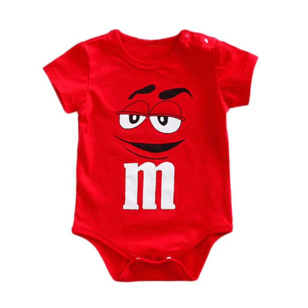 Модные милые боди M&M с коротким рукавом для мальчикови девочек