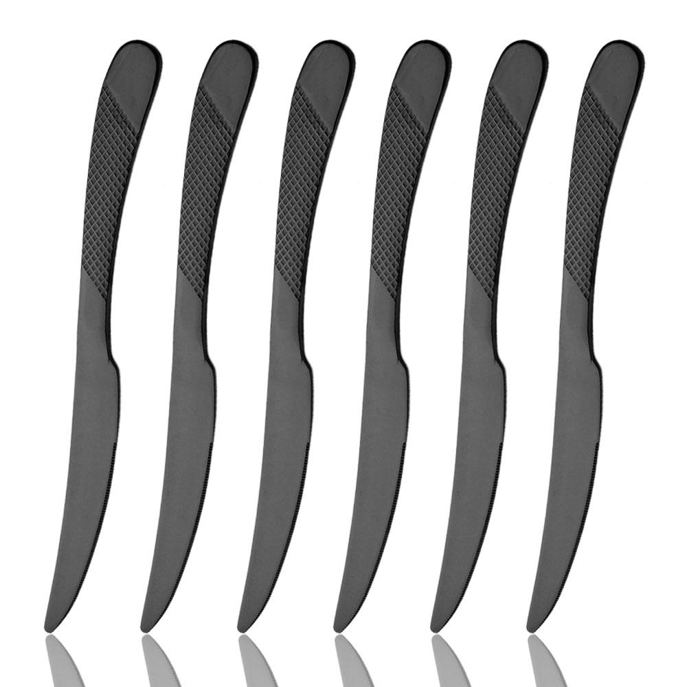 Jankng 6 шт. золотые ножи для стейка Wenstern, набор столовых приборов, набор столовой посуды из нержавеющей стали, острые обеденные ножи, посуда, столовые приборы