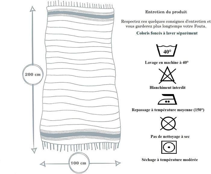 Serviette de Plage - PROMO LINGE - Fouta - 200 x 100 cm - Coton - Violet