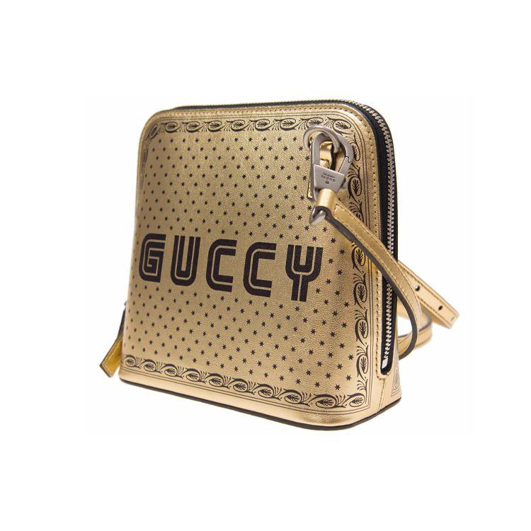 Gucci Guccy Сумка-ракушка из кожи с принтом звезд и молнией Унисекс Сумки Золотой 511189-K2YPN-8275