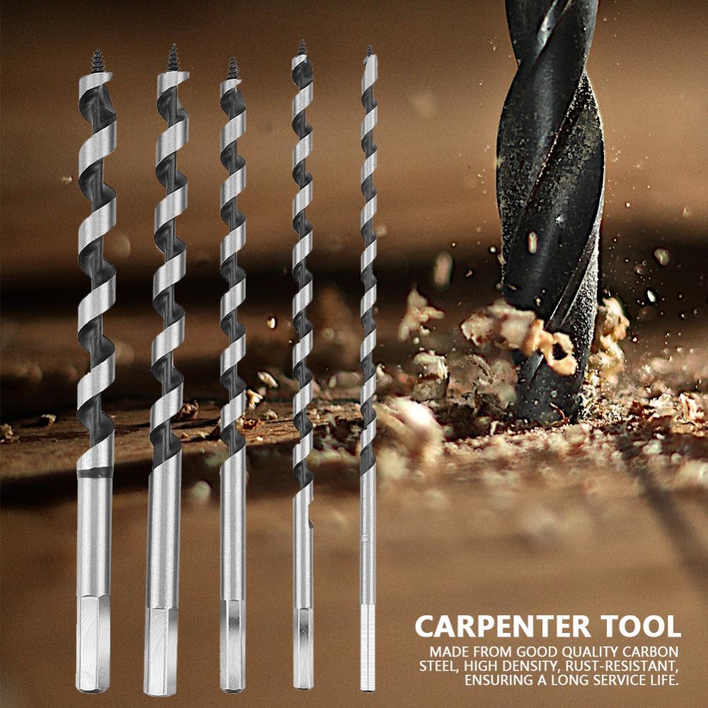 5pcs Carbon Steel Fast Cut Auger Bit Hardened Alloy Steel Wood Drill Bit Set  Wood Drilling