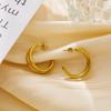 Золотые серьги для женщин, простые двухслойные универсальные серьги в форме буквы С