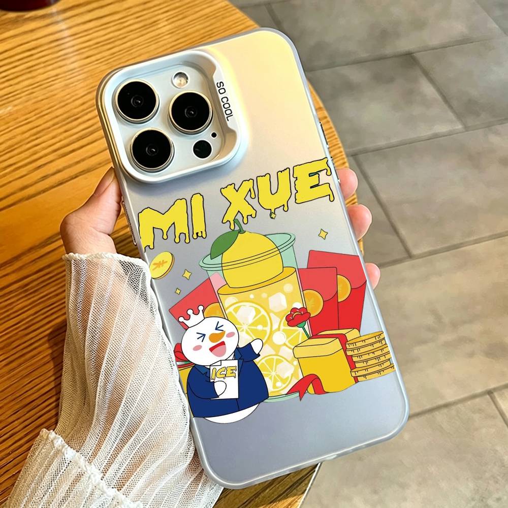 Mixue Bingcheng Phone Case For iPhone 17,16,15,14,13,12,11 Plus,Pro Max,XS,Colorful Silver White Cover