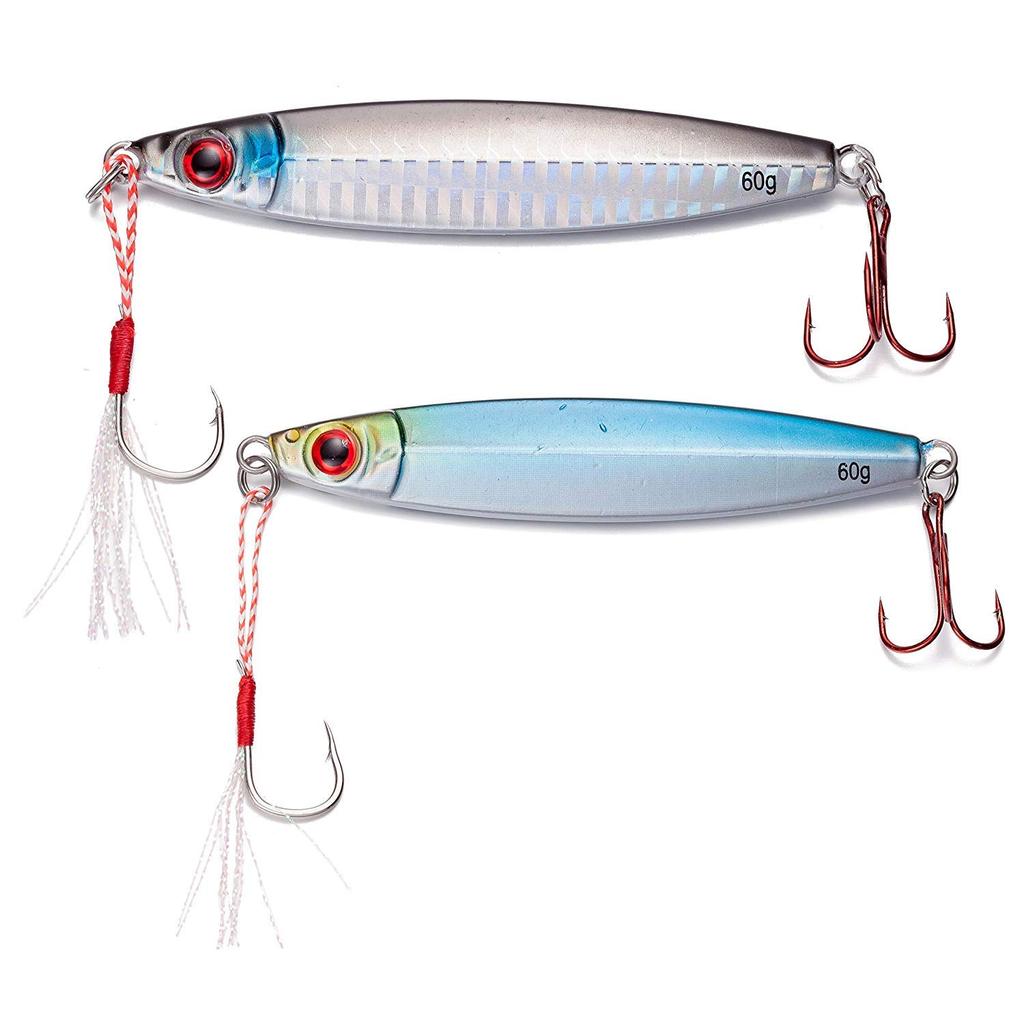 Olerud Рыболовные снасти Металлический джиг D с ассист-крючками Красные крючки для меньшей заметности Подходит для всего для моря Испанская макрель и желтохвост Набор из 8 цветов,