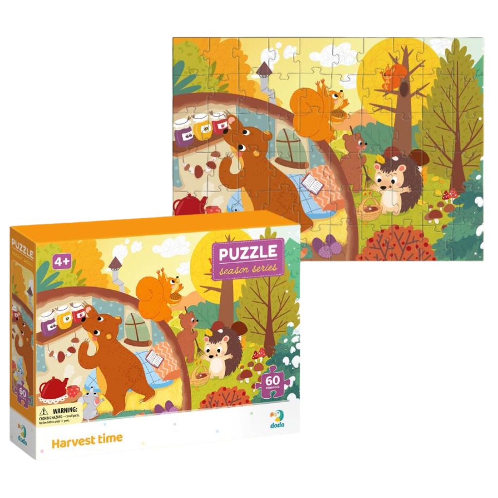 Puzzle Czas Zbiorów 60 Elementów Jesienna Układanka Zestaw Dla Najmłodszych
