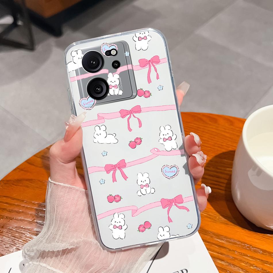 Прозрачный чехол для Xiaomi 13T Pro, мягкий ТПУ силикон, милый мультяшный задний чехол для Xiaomi 13 T 13TPro, противоударный, легкий