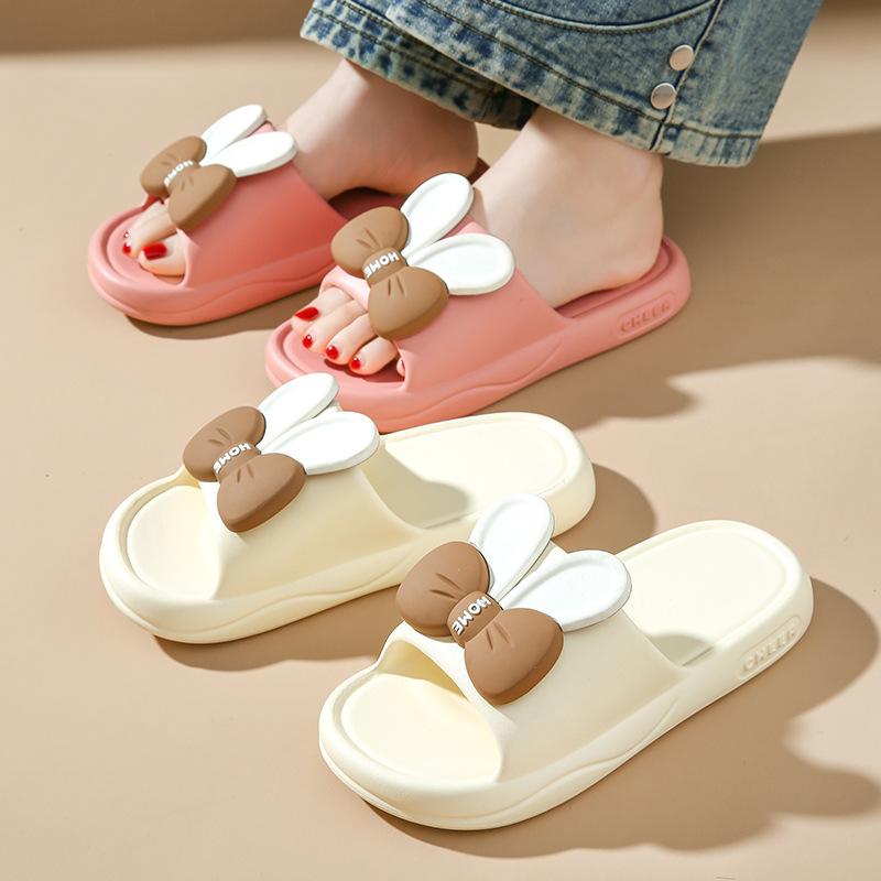 Женские летние тапочки для дома с бантом, однотонные, повседневные, мягкие, с плоской подошвой, нескользящие, тапочки для ванной комнаты 36-41