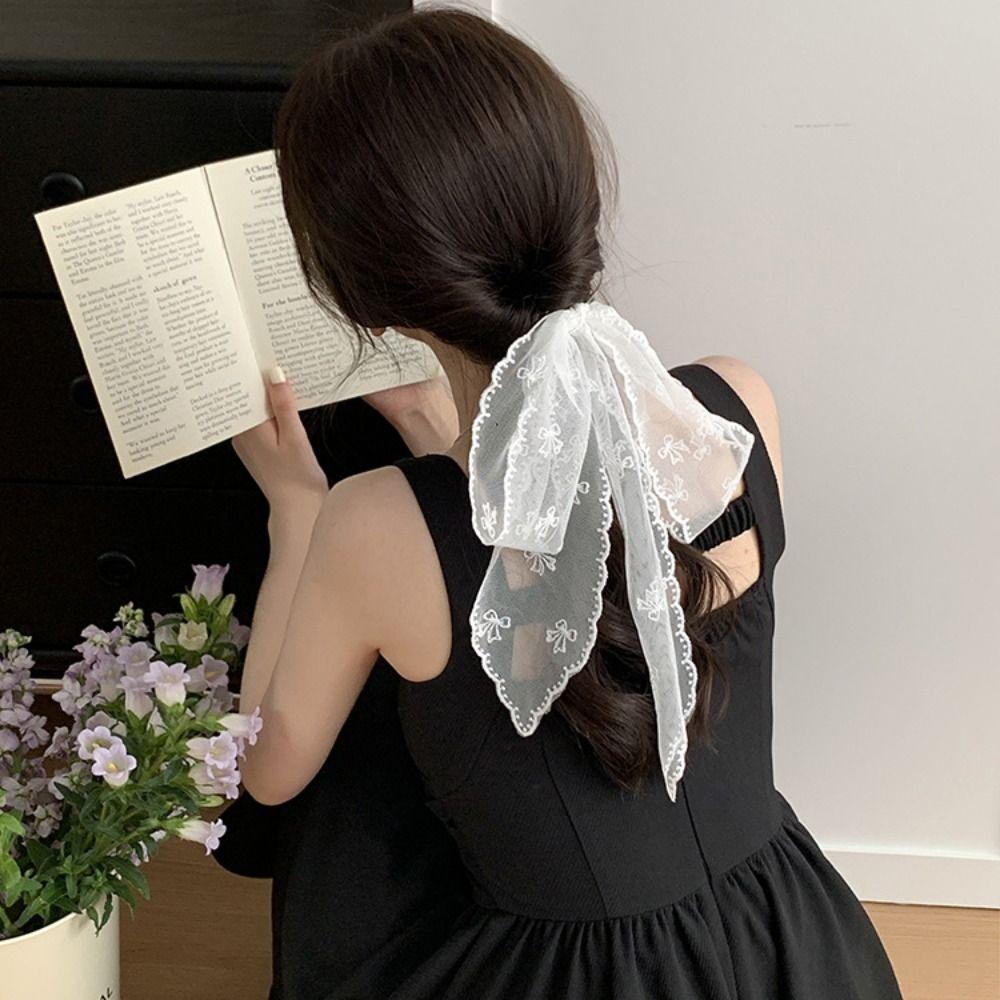 Soft Wrap Sweet Bow Headband Adjustable Ribbon Hair Strap Hair Accessories Lace Hair Scarf Beach