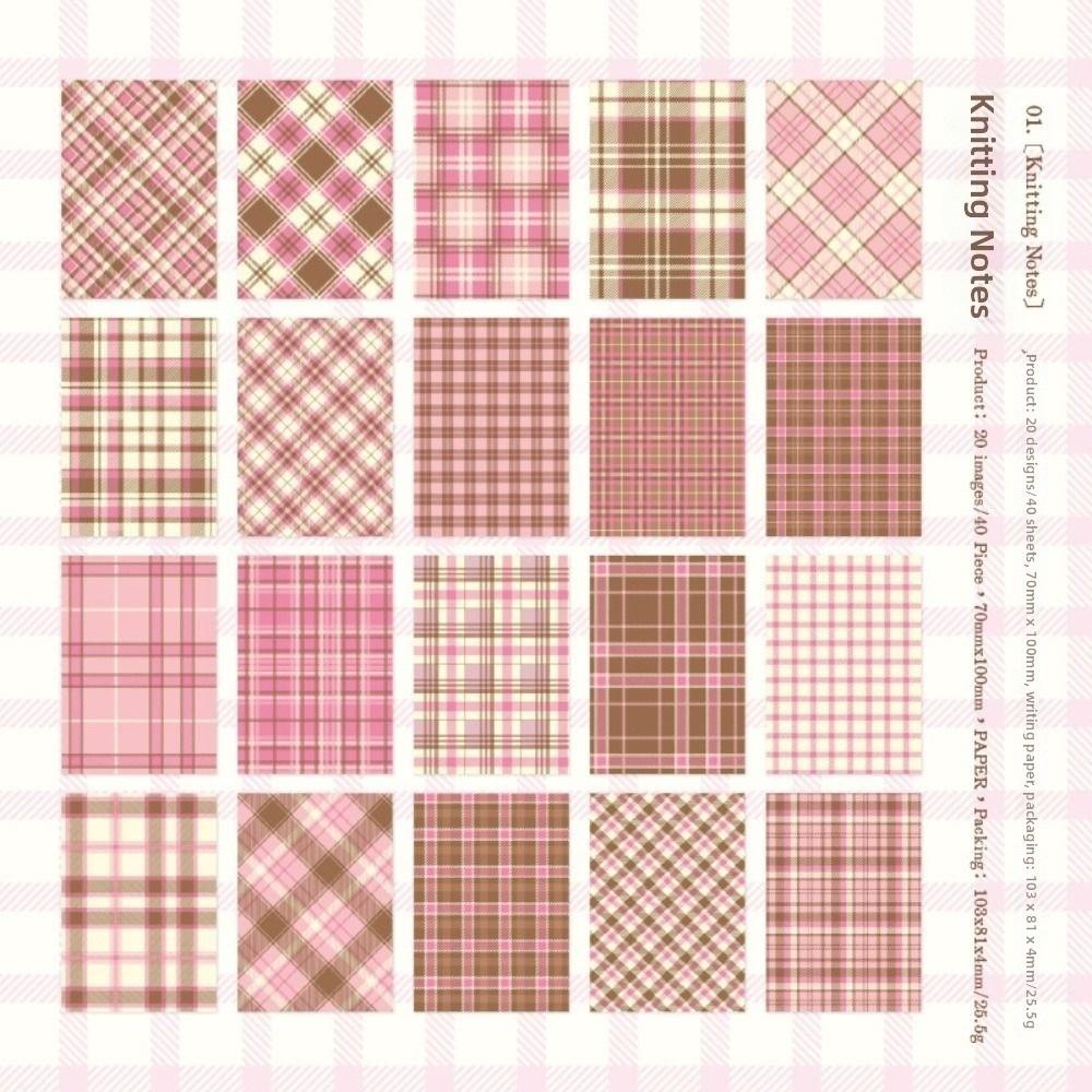 40pcs/pack Plaid Series Scrapbook Material Paper Aesthetic Pastel Collage Materials Vintage Base Paper DIY