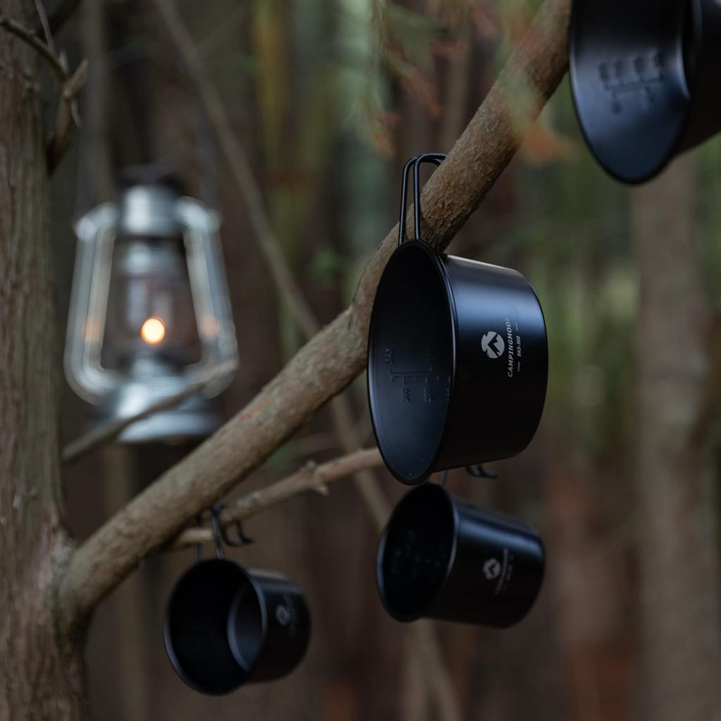 CAMPING MOON Кемпинговая кружка Sierra из нержавеющей стали, черная, насыщенного черного цвета, набор из 3 предметов, BKS-360-3P