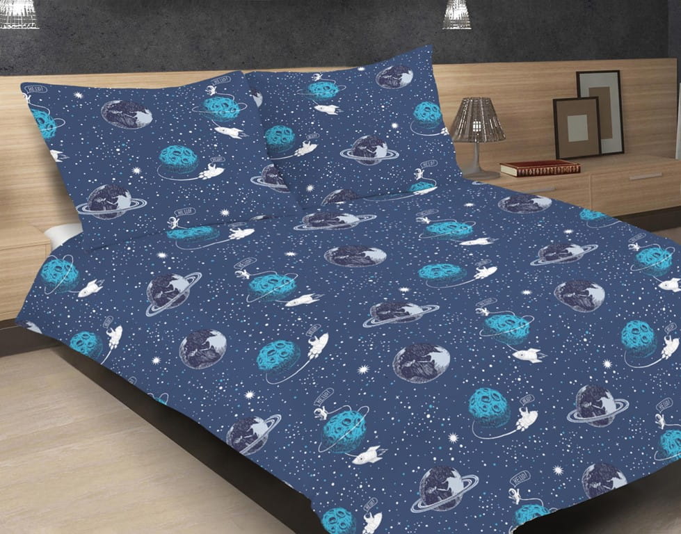 Pościel satynowa 140x200 exclusive 52 kosmos