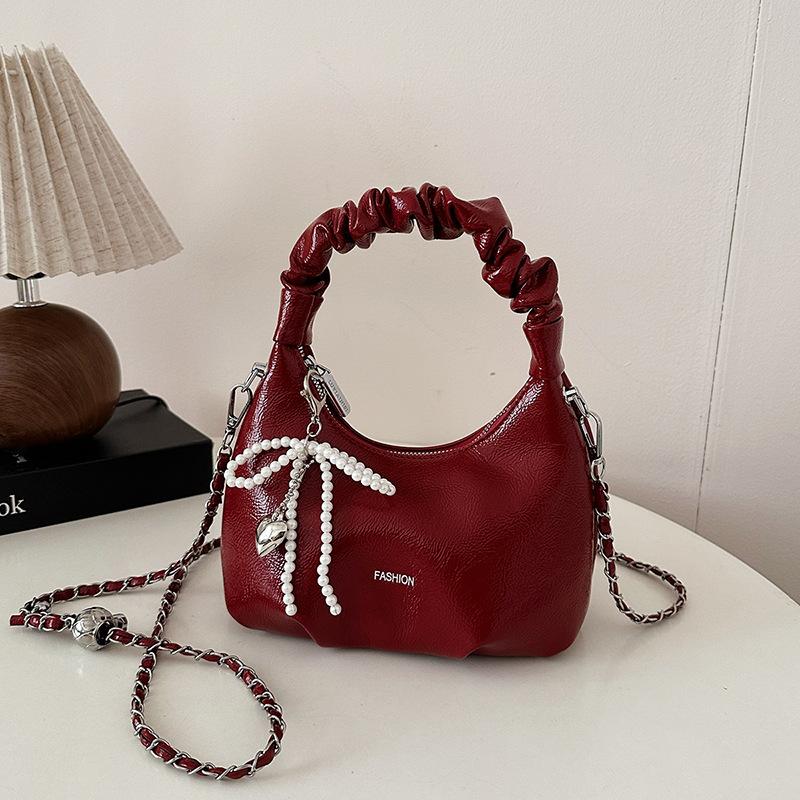 Премиальная красная сумка женская новая универсальная сумка-мессенджер на цепочке изысканная плиссированная сумочка