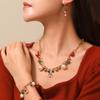 3-Piece European and American Christmas Jewelry Set Christmas Bells Pearl Earrings Bracelet Necklace Set