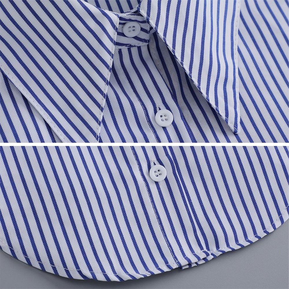 Blue Fake Collar Stripes Lapel Half Shirt New Shawl Wrap Women Girls