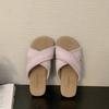 Super soft ethnic woven cross-belt flat-bottomed beach slippers outer wear 2025 new soft-bottomed seaside sandals women