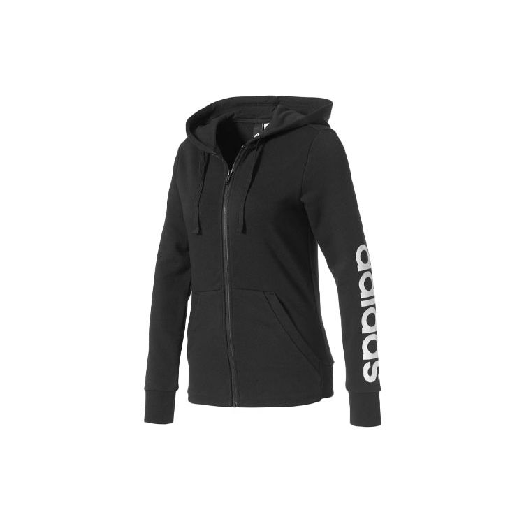 adidas Не спортивная куртка с логотипом и капюшоном, женская куртка, черная S97076