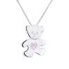 Children's Pendant - LÉA &; ARTHUR - PINK HEART BEAR - 375 White Gold - Pink Zirconium - Girls' Jewelry